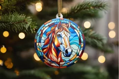 Stained Glass with Christmas Horse PNG Clipart Product Image 2