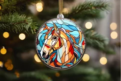 Stained Glass with Christmas Horse PNG Clipart Product Image 2