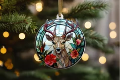 Stained Glass With Christmas Deer Flower PNG Clipart Product Image 2