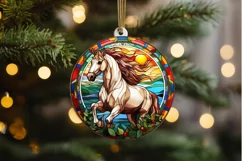 Stained Glass with Christmas Horse PNG Clipart Product Image 2