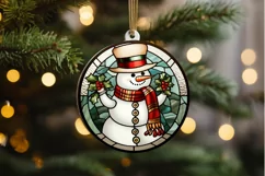 Stained Glass Christmas Snowman PNG Clipart Product Image 2