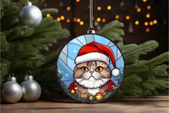 Stained Glass Christmas Cat PNG Clipart Product Image 2