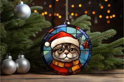 Stained Glass Christmas Cat PNG Clipart Product Image 2