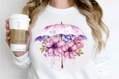 Flower Umbrella Watercolor Sublimation PNG Clipart Product Image 2