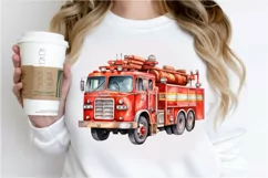 Fire Truck Watercolor Sublimation PNG Clipart Product Image 2