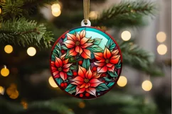 Stained Glass with Christmas Flowers PNG Clipart Product Image 2