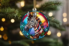 Stained Glass with Christmas Zebra PNG Clipart Product Image 2