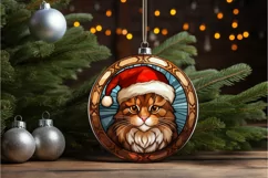 Stained Glass Christmas Cat PNG Clipart Product Image 2