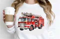 Fire Truck Watercolor Sublimation PNG Clipart Product Image 2