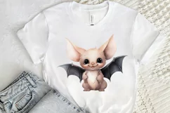 Cute Cartoon Bat Watercolor Sublimation PNG Clipart Product Image 2