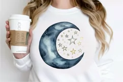 Moon And Stars Watercolor PNG Clipart Product Image 2