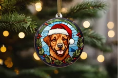Stained Glass With Christmas Dog And San PNG Clipart Product Image 2