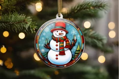 Stained Glass Christmas Snowman PNG Clipart Product Image 2