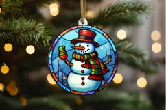 Stained Glass Christmas Snowman PNG Clipart Product Image 2