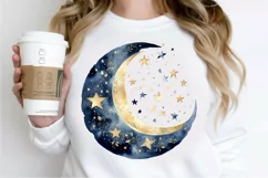 Moon And Stars Watercolor PNG Clipart Product Image 2