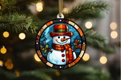 Stained Glass Christmas Snowman PNG Clipart Product Image 2