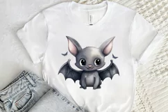 Cute Cartoon Bat Watercolor Sublimation PNG Clipart Product Image 2