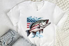 Bass Fish with American Flag Sublimation PNG Clipart Product Image 2