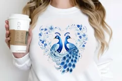 Couple Peacock Heart Sublimation PNG Clipart Product Image 2