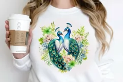 Couple Peacock Heart Sublimation PNG Clipart Product Image 2