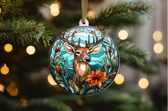 Stained Glass With Christmas Deer Flower PNG Clipart Product Image 2