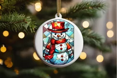 Stained Glass Christmas Snowman PNG Clipart Product Image 2