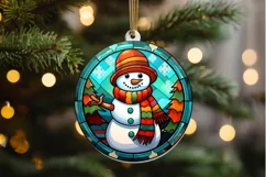 Stained Glass Christmas Snowman PNG Clipart Product Image 2