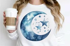 Moon And Stars Watercolor PNG Clipart Product Image 2