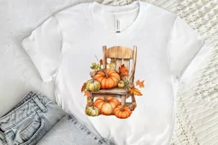 Autumn Chairs Watercolor Pumpkins Sublimation PNG Clipart Product Image 2