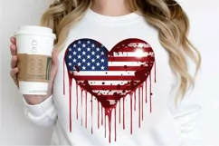 American Flag Dripping Heart PNG Clipart Product Image 2