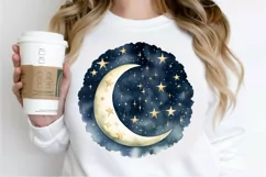 Moon And Stars Watercolor PNG Clipart Product Image 2
