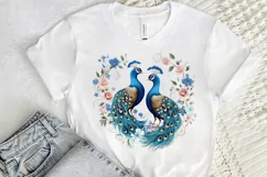 Couple Peacock Heart Sublimation PNG Clipart Product Image 2