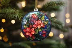 Stained Glass with Christmas Flowers PNG Clipart Product Image 2