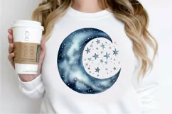 Moon And Stars Watercolor PNG Clipart Product Image 2