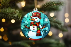 Stained Glass Christmas Snowman PNG Clipart Product Image 2