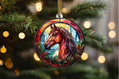 Stained Glass with Christmas Horse PNG Clipart Product Image 2