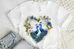 Couple Peacock Heart Sublimation PNG Clipart Product Image 2