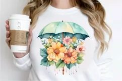 Flower Umbrella Watercolor Sublimation PNG Clipart Product Image 2