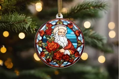 Stained Glass with Christmas Santa Flower PNG Clipart Product Image 2