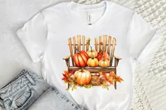 Autumn Chairs Watercolor Pumpkins Sublimation PNG Clipart Product Image 2