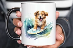 Surfing Cute Dog Watercolor Sublimation PNG Clipart Product Image 3