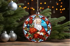 Stained Glass with Christmas Santa Flower PNG Clipart Product Image 3