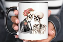 Skeleton Couple Watercolor Sublimation PNG Clipart Product Image 3