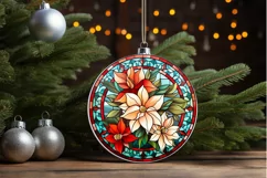 Stained Glass with Christmas Flowers PNG Clipart Product Image 3