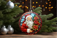 Stained Glass with Christmas Santa Flower PNG Clipart Product Image 3