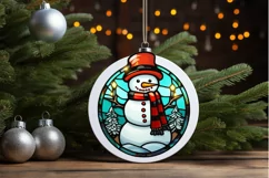 Stained Glass Christmas Snowman PNG Clipart Product Image 3