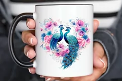 Couple Peacock Heart Sublimation PNG Clipart Product Image 3