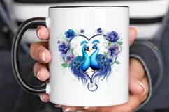 Couple Peacock Heart Sublimation PNG Clipart Product Image 3