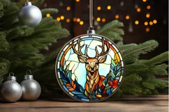 Stained Glass With Christmas Deer Flower PNG Clipart Product Image 3