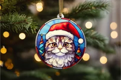 Stained Glass Christmas Cat PNG Clipart Product Image 3